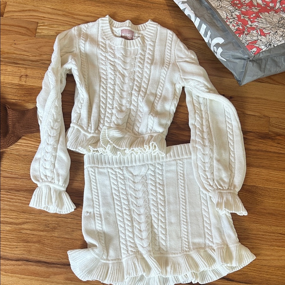 Show Me Your MuMu White Cable Knit Set